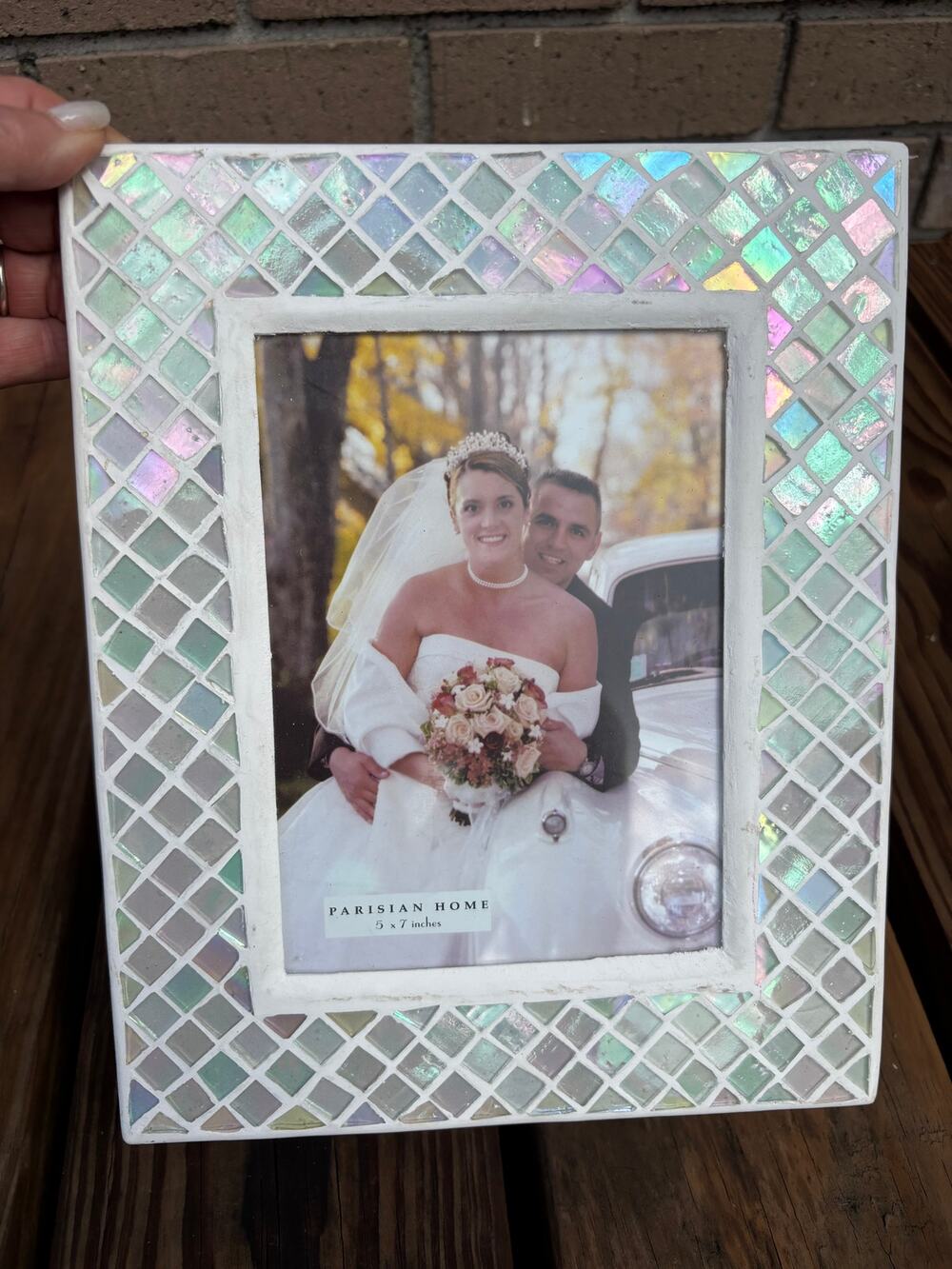 Opalessence Mosaic Tile Glass 5" x 7" Picture Frame New NWT 10" x 8.5"